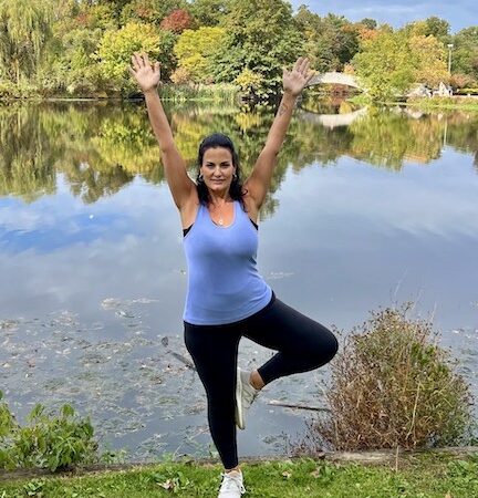 Paula in tree pose.